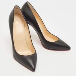 Pre Owned Christian Louboutin Black Leather Pigalle Pointed Toe Pumps Size 40