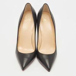 Pre Owned Christian Louboutin Black Leather Pigalle Pointed Toe Pumps Size 40