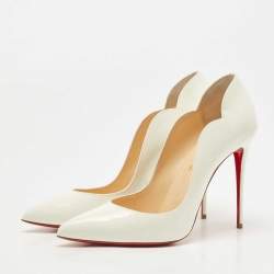 Pre Owned Christian Louboutin White Patent Leather Hot Chick Pointed Toe Pumps Size 40