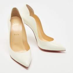 Pre Owned Christian Louboutin White Patent Leather Hot Chick Pointed Toe Pumps Size 40