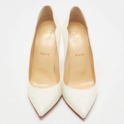 Pre Owned Christian Louboutin White Patent Leather Hot Chick Pointed Toe Pumps Size 40
