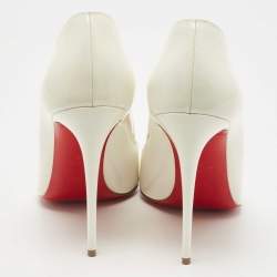 Pre Owned Christian Louboutin White Patent Leather Hot Chick Pointed Toe Pumps Size 40