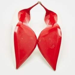 Pre Owned Christian Louboutin White Patent Leather Hot Chick Pointed Toe Pumps Size 40