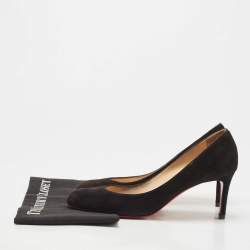 Pre Owned Christian Louboutin Black Suede Simple Pumps Size 42