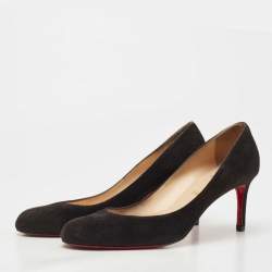 Pre Owned Christian Louboutin Black Suede Simple Pumps Size 42