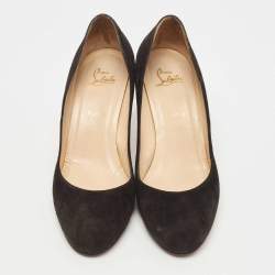 Pre Owned Christian Louboutin Black Suede Simple Pumps Size 42