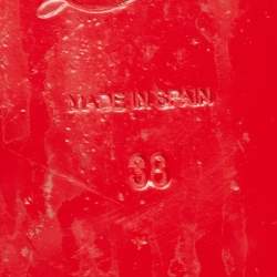 Pre Owned Christian Louboutin Silver Textured Suede Studded Platform Wedge Sandals Size 38