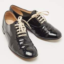 Pre Owned Christian Louboutin Black Patent Leather Fred Oxfords Size 37.5