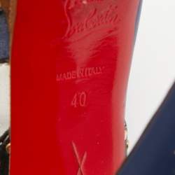 مملوكة مسبقًا Christian Louboutin Tricolor Cut Out Leather Studded Platform Slingback Sandals Size 40