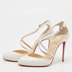 Pre Owned Christian Louboutin White Leather Cross Blake Pumps Size 35