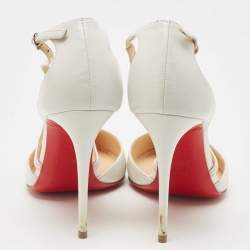 Pre Owned Christian Louboutin White Leather Cross Blake Pumps Size 35