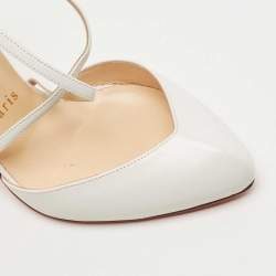 Pre Owned Christian Louboutin White Leather Cross Blake Pumps Size 35