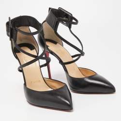 مملوكة مسبقًا Christian Louboutin Black Leather Suzanna Pumps Size 36