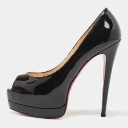Christian Louboutin Black Patent Altadama Pumps Size 38.5