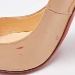 Pre Owned Christian Louboutin Beige Patent Leather So Kate Pumps Size 37.5