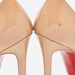 Pre Owned Christian Louboutin Beige Patent Leather So Kate Pumps Size 37.5