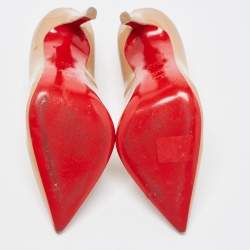 Pre Owned Christian Louboutin Beige Patent Leather So Kate Pumps Size 37.5