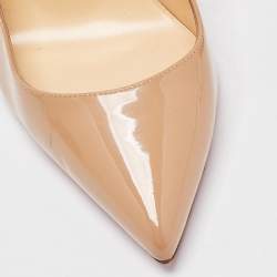 Pre Owned Christian Louboutin Beige Patent Leather So Kate Pumps Size 37.5