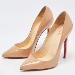 Pre Owned Christian Louboutin Beige Patent Leather So Kate Pumps Size 37.5