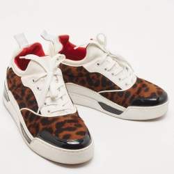 Pre Owned Christian Louboutin Multicolor Calf Hair and Patent Aurelien Sneakers Size 38