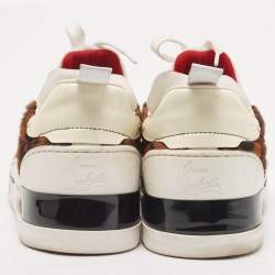 Pre Owned Christian Louboutin Multicolor Calf Hair and Patent Aurelien Sneakers Size 38