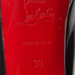 Pre Owned Christian Louboutin Black Patent Lady Peep Pumps Size 38