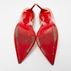 Pre Owned Christian Louboutin Beige Patent So Kate Pumps Size 40