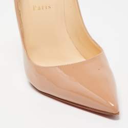 Pre Owned Christian Louboutin Beige Patent So Kate Pumps Size 40