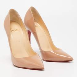 Pre Owned Christian Louboutin Beige Patent So Kate Pumps Size 40