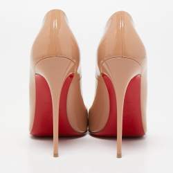 Pre Owned Christian Louboutin Beige Patent So Kate Pumps Size 40