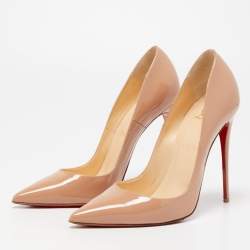 Pre Owned Christian Louboutin Beige Patent So Kate Pumps Size 40