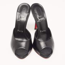 Christian Louboutin Black Leather Me Dolly Slides Size 37