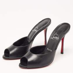 Christian Louboutin Black Leather Me Dolly Slides Size 37