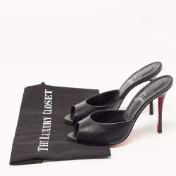 Christian Louboutin Black Leather Me Dolly Slides Size 37