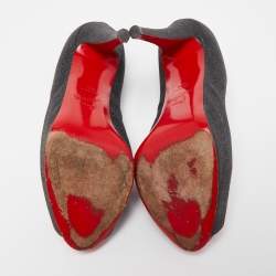 Pre Owned Christian Louboutin Black Glitter Open Toe Very Prive  Pumps Size 39.5