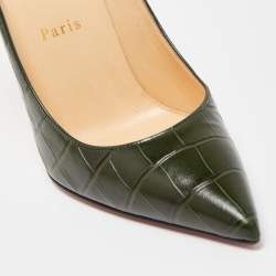 Pre Owned Christian Louboutin Green Alligator Leather Kate Pumps Size 36.5