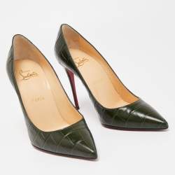 Pre Owned Christian Louboutin Green Alligator Leather Kate Pumps Size 36.5
