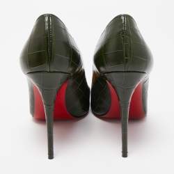 Pre Owned Christian Louboutin Green Alligator Leather Kate Pumps Size 36.5
