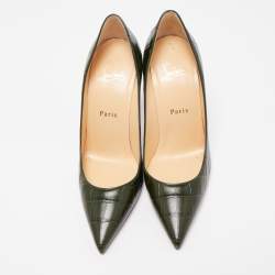 Pre Owned Christian Louboutin Green Alligator Leather Kate Pumps Size 36.5