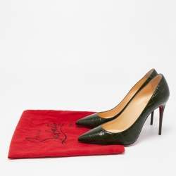 Pre Owned Christian Louboutin Green Alligator Leather Kate Pumps Size 36.5
