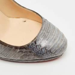 Christian Louboutin Grey Python Leather Round Toe Pumps Size 37.5