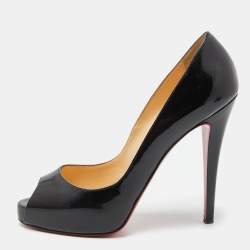 Pre Owned Christian Louboutin Black Patent Leather Very Prive Pumps Size 41