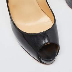 Pre Owned Christian Louboutin Black Patent Leather Very Prive Pumps Size 41