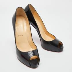 Pre Owned Christian Louboutin Black Patent Leather Very Prive Pumps Size 41