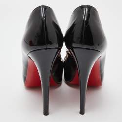 Pre Owned Christian Louboutin Black Patent Leather Very Prive Pumps Size 41
