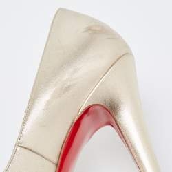 Pre Owned Christian Louboutin Metallic Gold Leather Very Prive Pumps Size 40