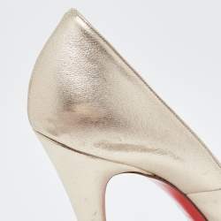 Pre Owned Christian Louboutin Metallic Gold Leather Very Prive Pumps Size 40
