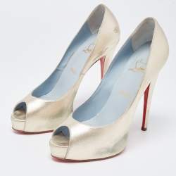 Pre Owned Christian Louboutin Metallic Gold Leather Very Prive Pumps Size 40