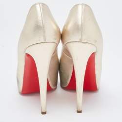 Pre Owned Christian Louboutin Metallic Gold Leather Very Prive Pumps Size 40