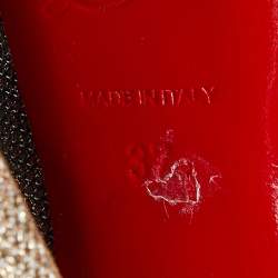 Pre Owned Christian Louboutin Gold Lurex Fabric Altareva Peep Toe Pumps Size 37